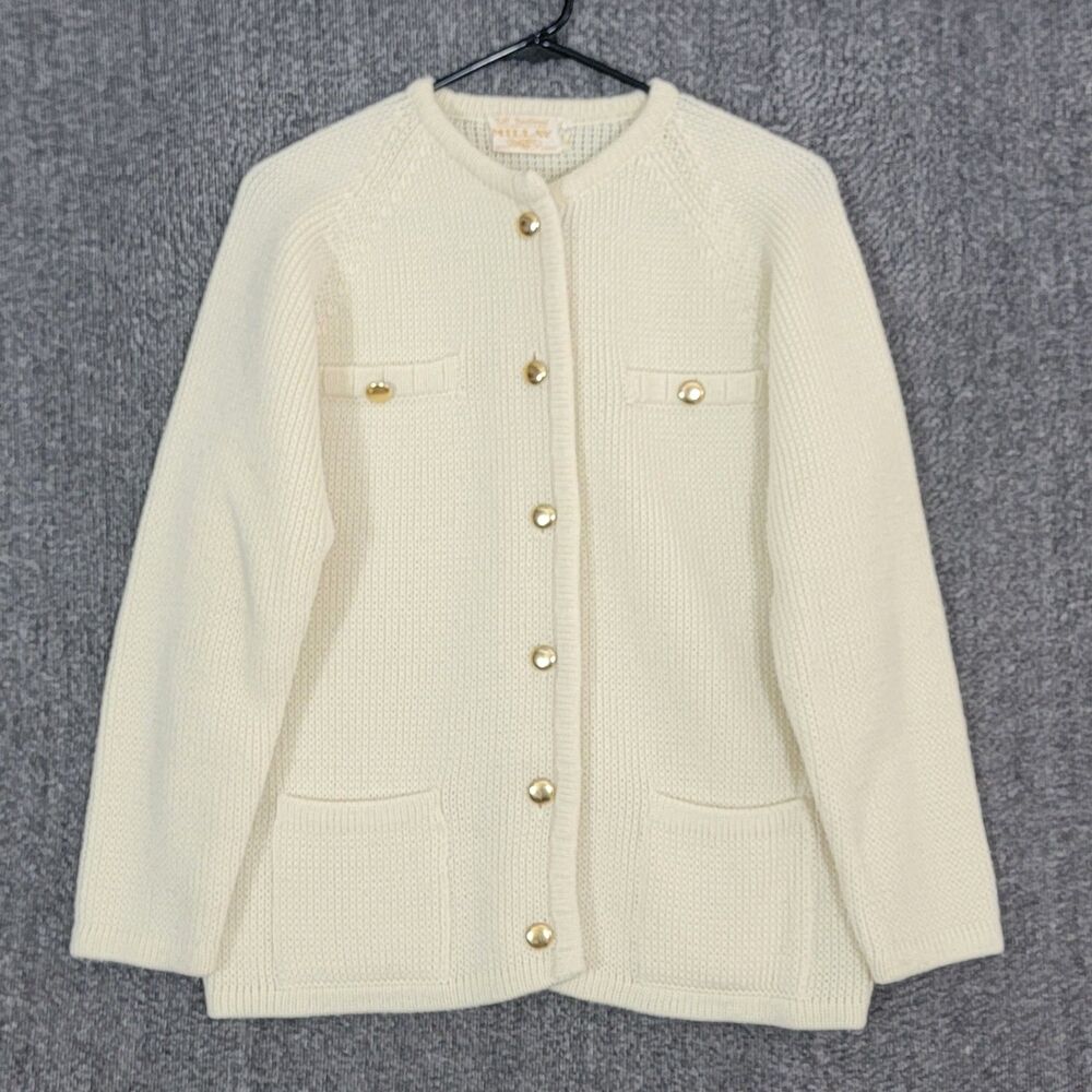 Vintage Millay Cardigan Sweater Womens Small Cream Button Front Made in Japan